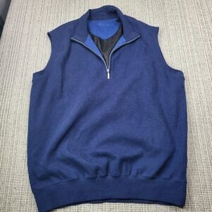 Carnoustie Sweater Vest Mens Large Blue Quarter Zip Mock Neck Lined Knit Golf